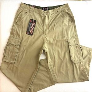 NWT PLUGG Tan Khaki Men’s Relaxed Fit Industrial Wide Leg Cargo Pants 38/32L